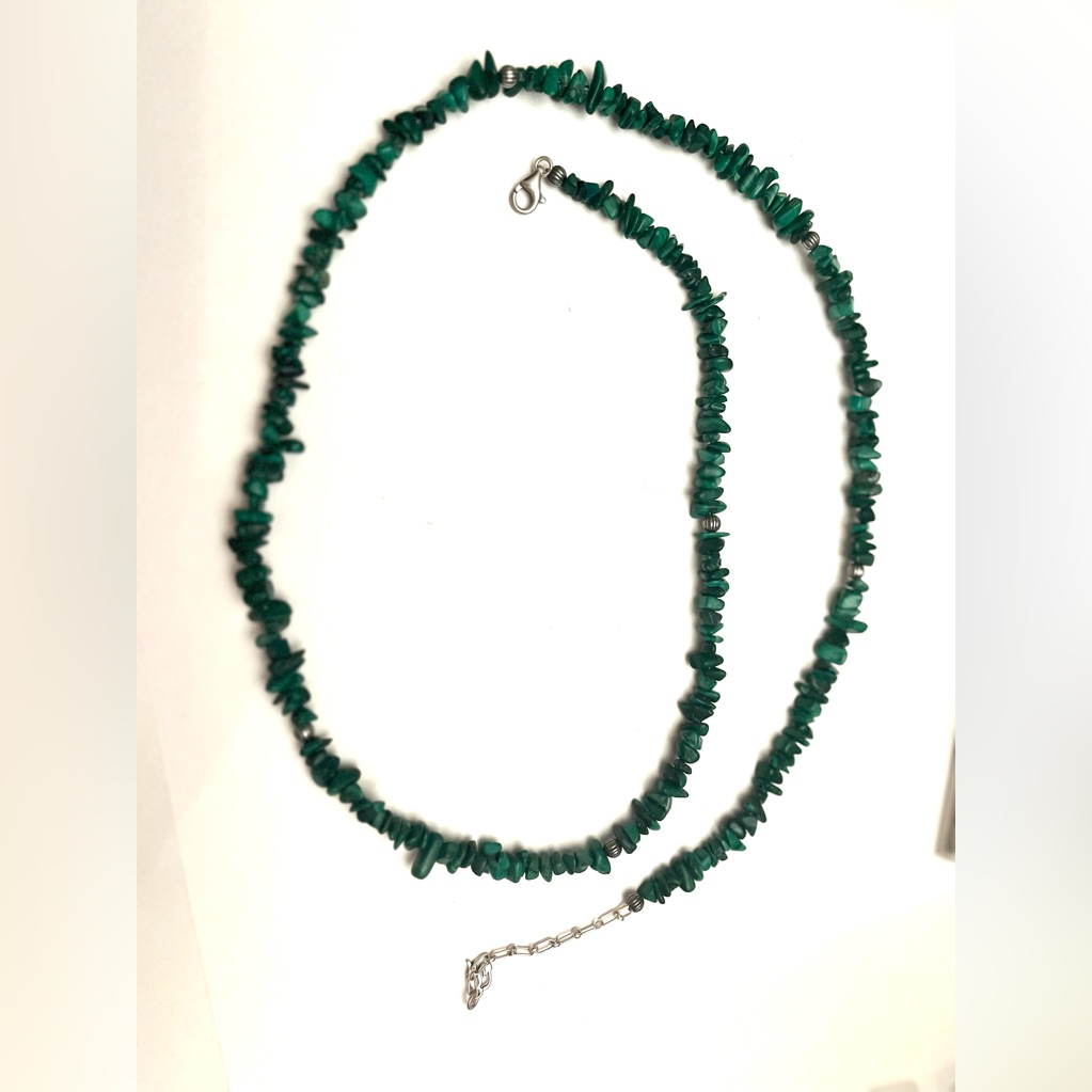 Beautiful Long Malachite Chip Necklace By Carolyn Pollack 50$